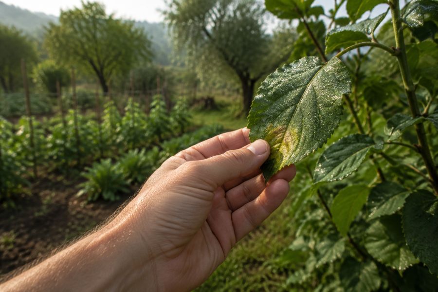 foglie di pesco deformate con bolla del pesco